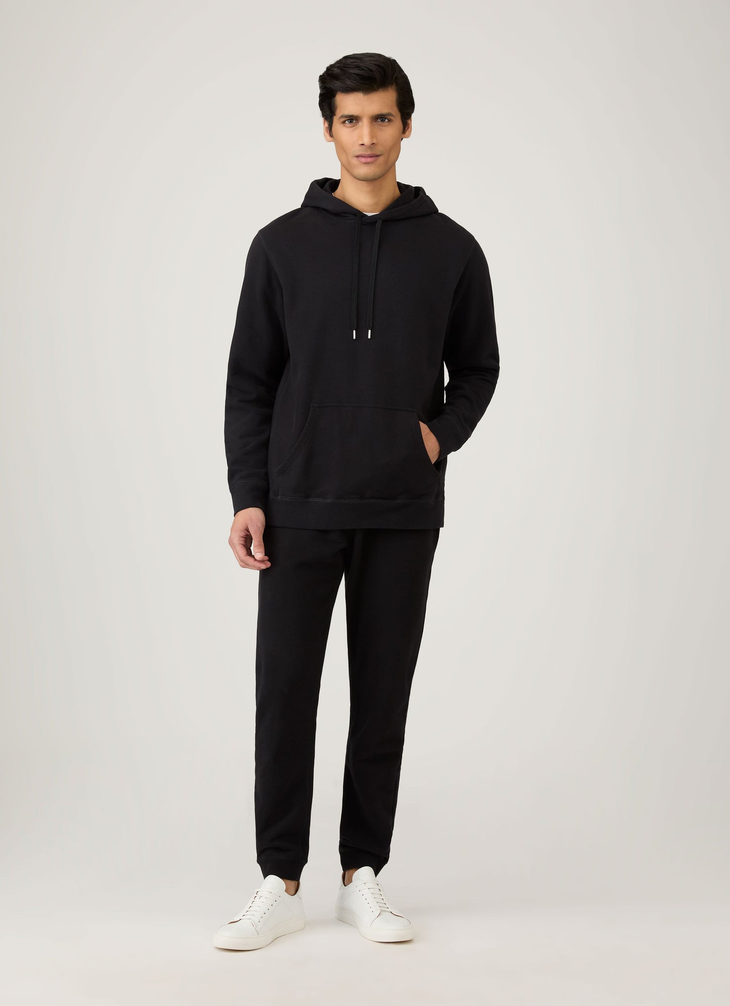 Mens Cotton Loopback Overhead Hoody Black Mhod1525