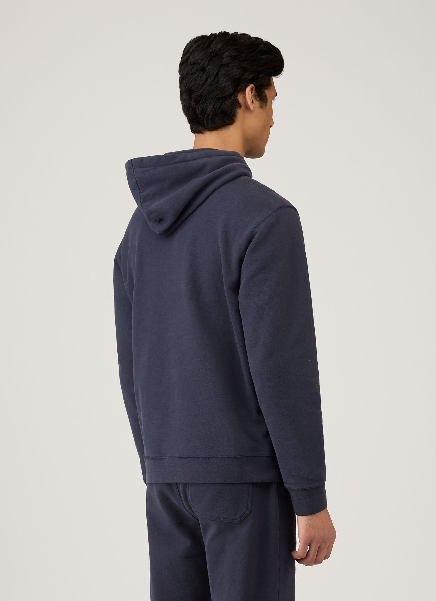 Mens Cotton Loopback Overhead Hoody In Navy