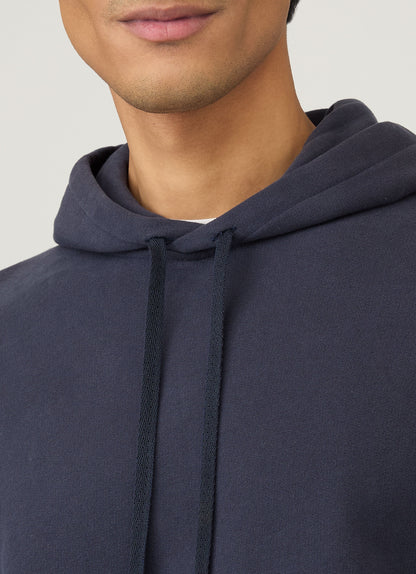 Mens Cotton Loopback Overhead Hoody In Navy