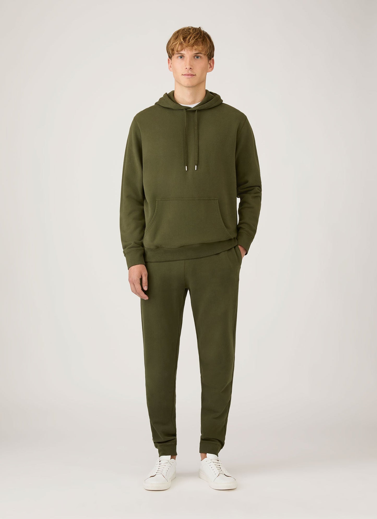 Mens Loopback Hoodie In Deep Olive Mhod1525 Gniz