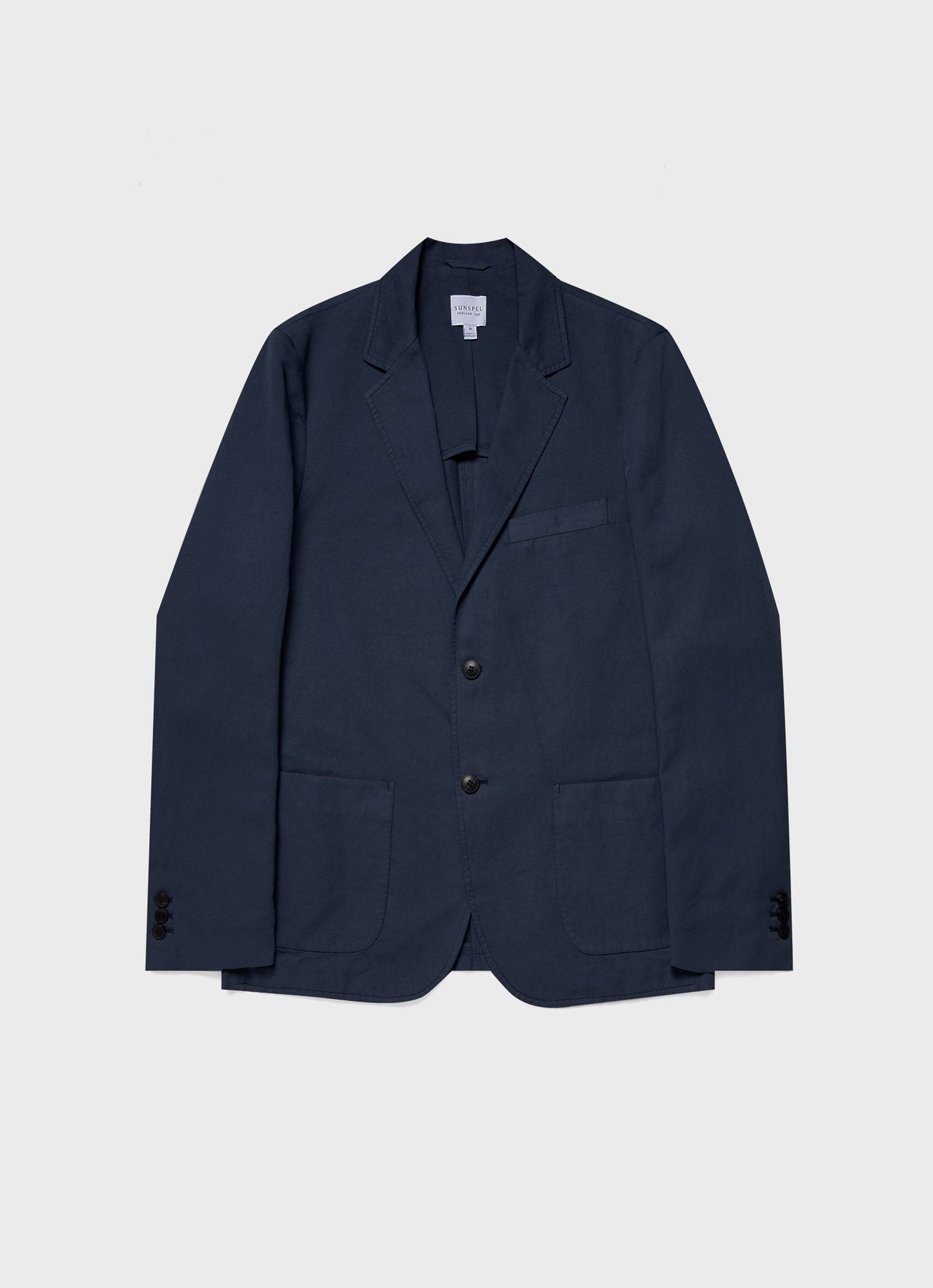 Mens Cotton Linen Unstructured Blazer In Navy1