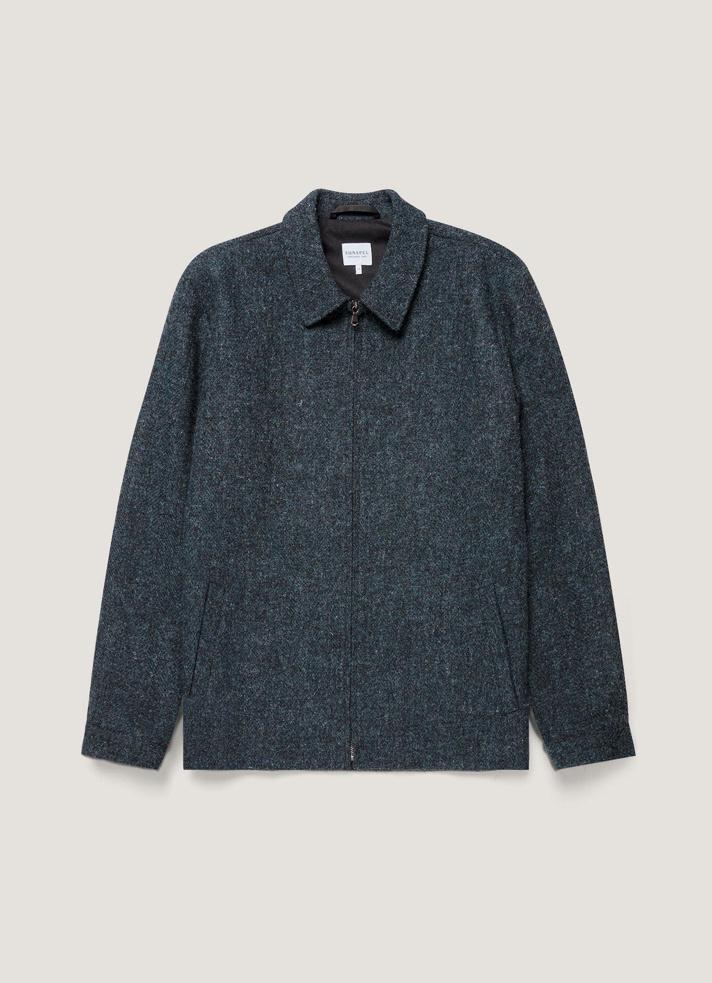 Mens Harris Tweed Harrington Jacket In Blue Herringbone Mjac7083H Buvr