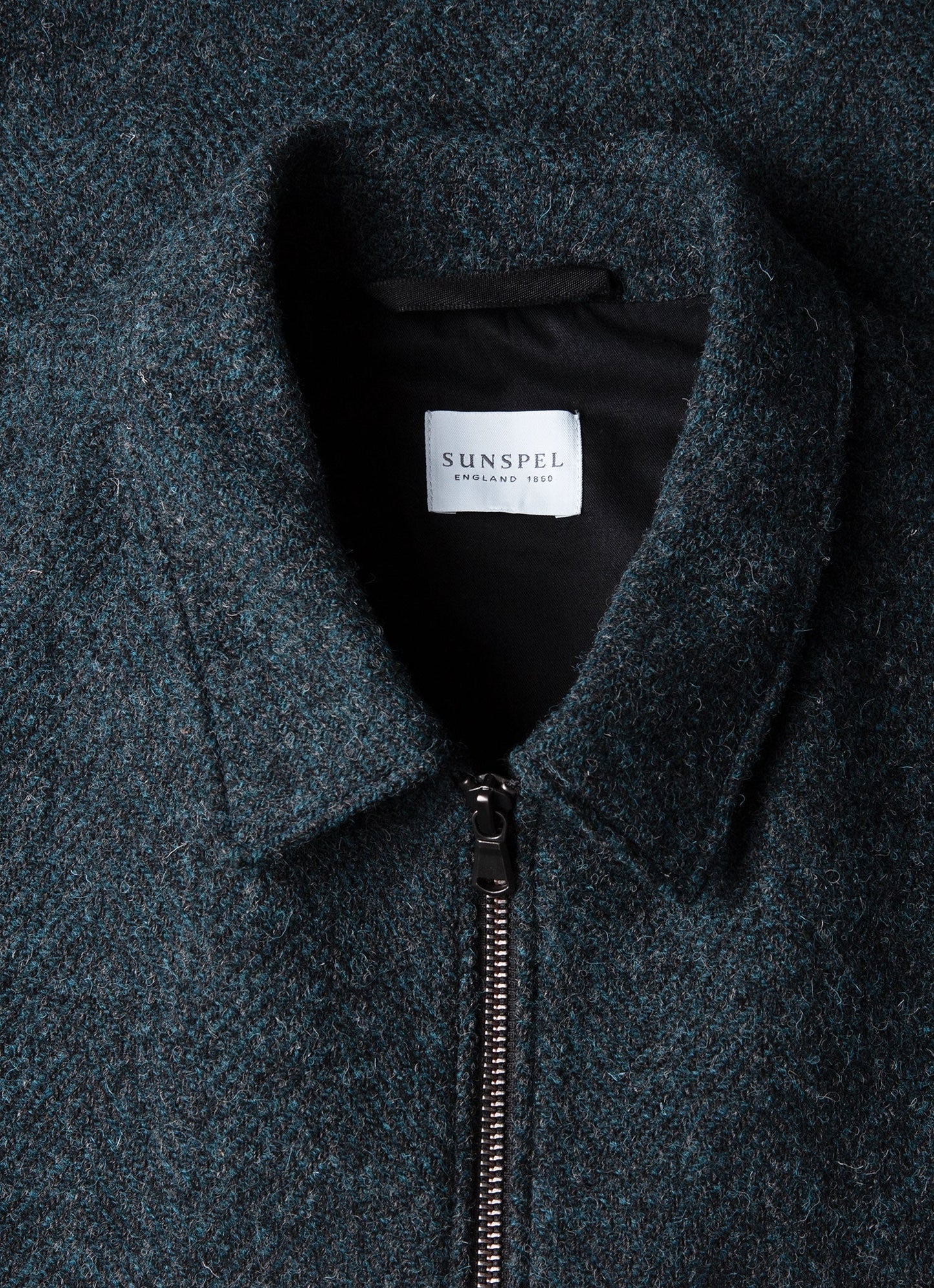 Mens Harris Tweed Harrington Jacket In Blue Herringbone Mjac7083H Buvr