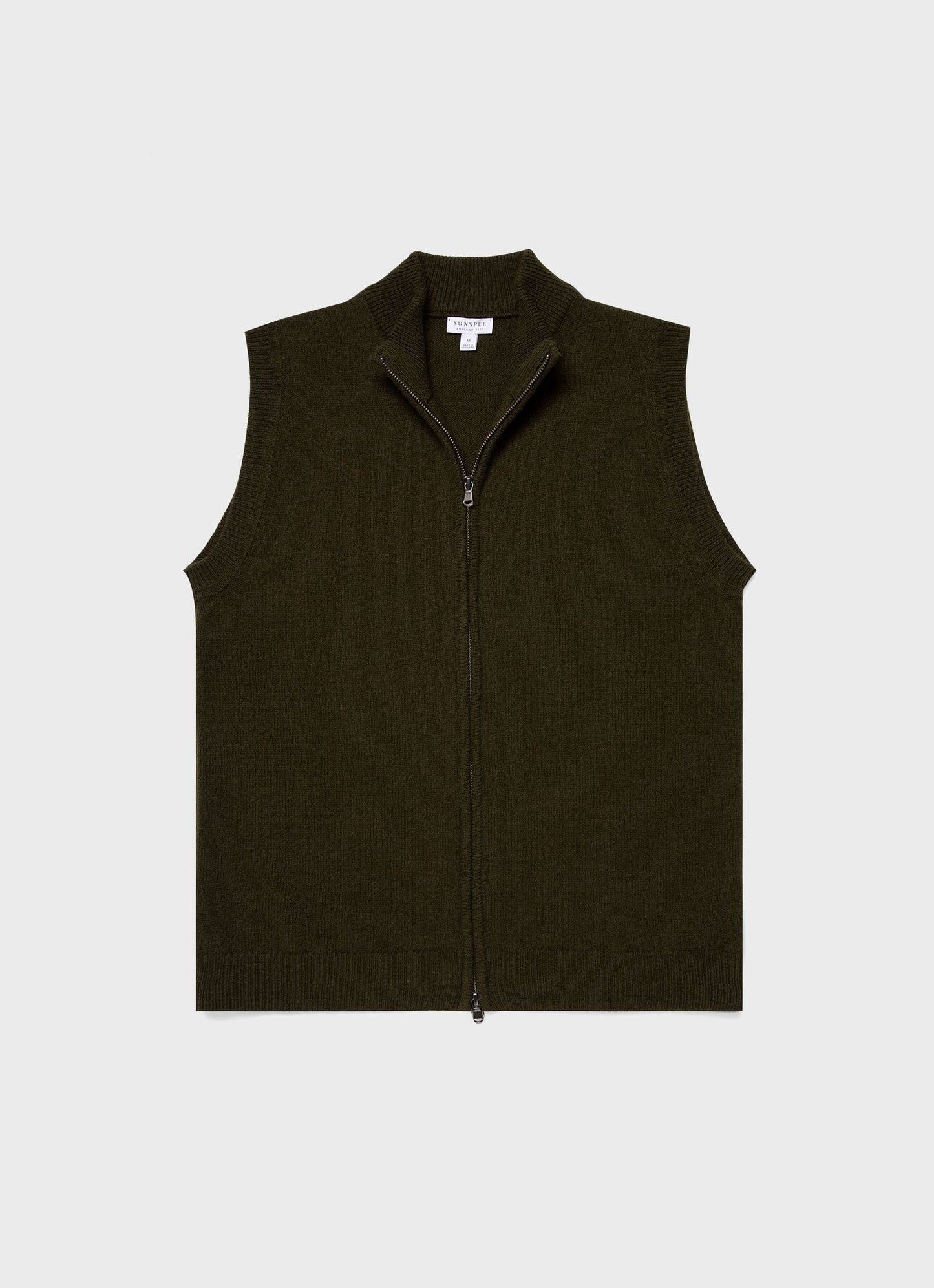 Mens Lambswool Gilet In Dark Olive Mjac7104 Gngw