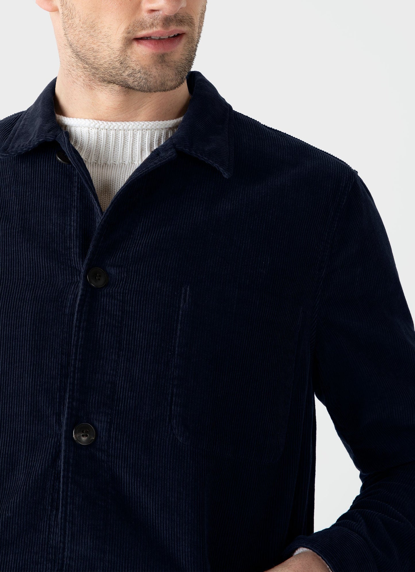 Mens Corduroy Twin Pocket Jacket In Navy Mjac7114 Buaa