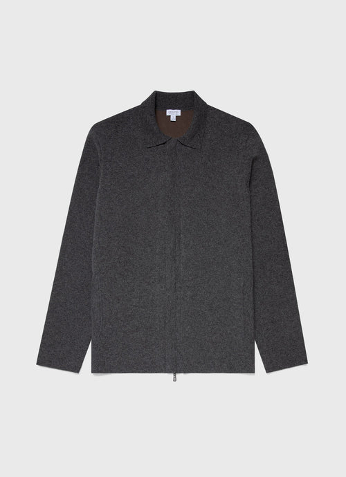 Mens Double Faced Jacket In Charcoal Melange Mjac7117 Gyad