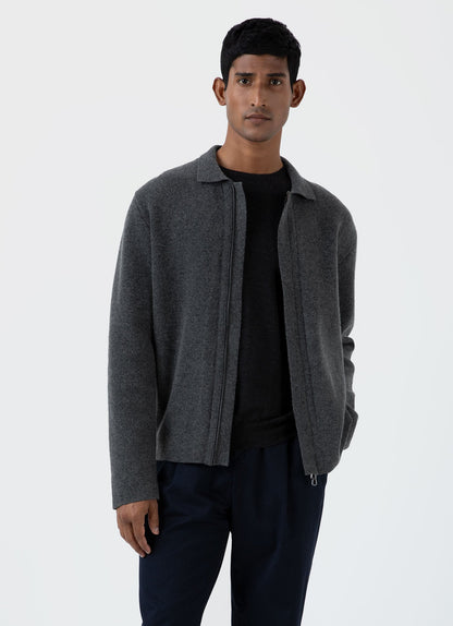 Mens Double Faced Jacket In Charcoal Melange Mjac7117 Gyad