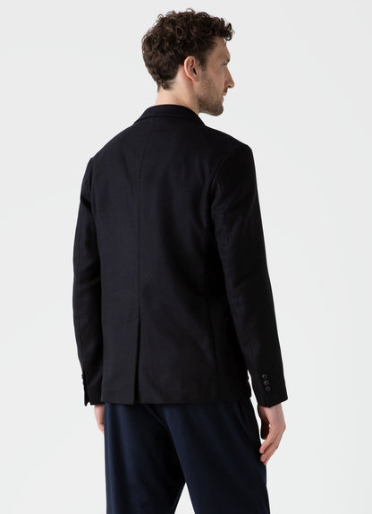 Mens Textured Wool Blazer In Navy Mjac7118 Buaa