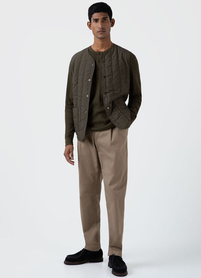 Mens Quilted Liner Gilet In Dark Olive Mjac7124 Gngw