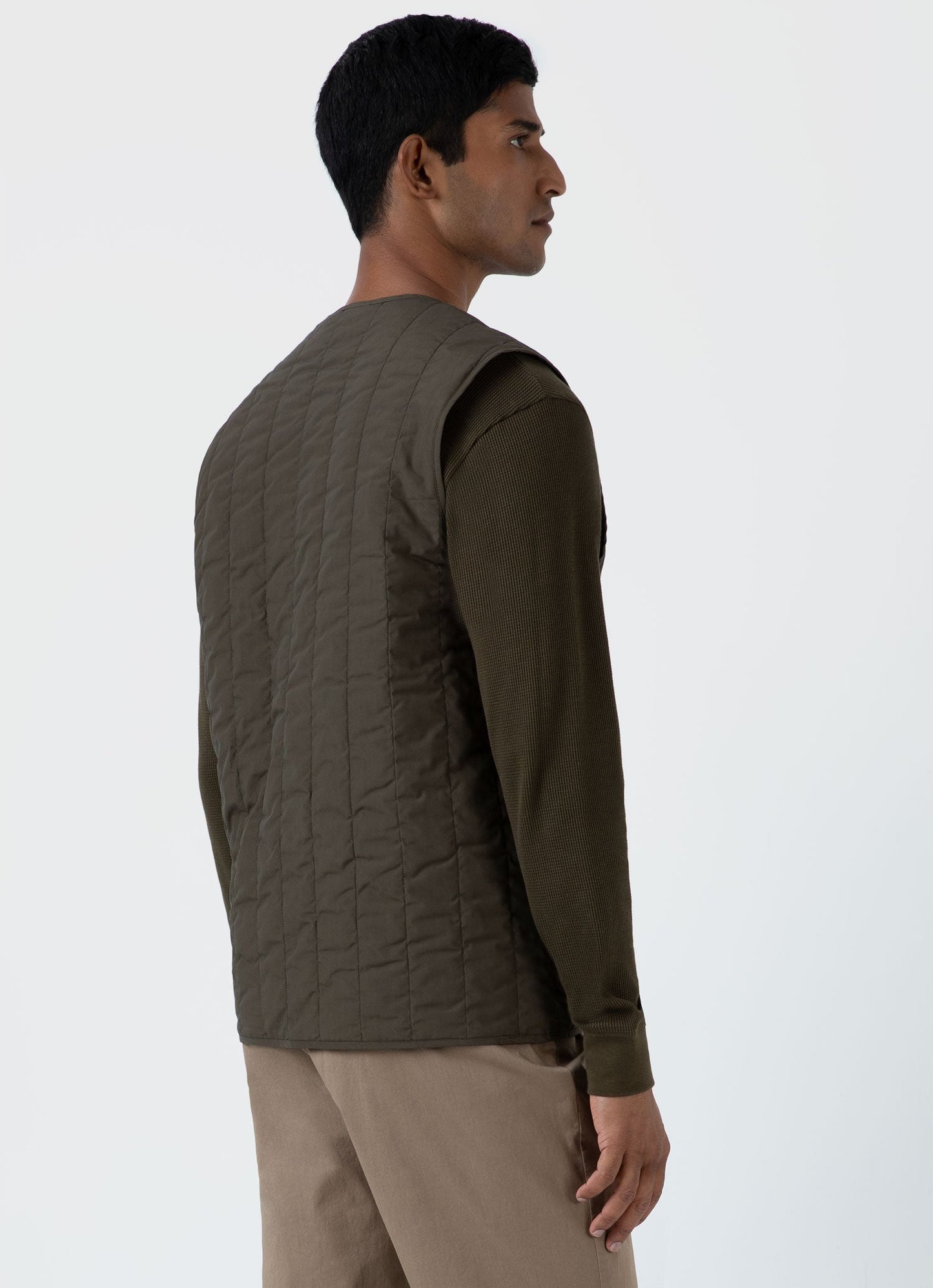 Mens Quilted Liner Gilet In Dark Olive Mjac7124 Gngw