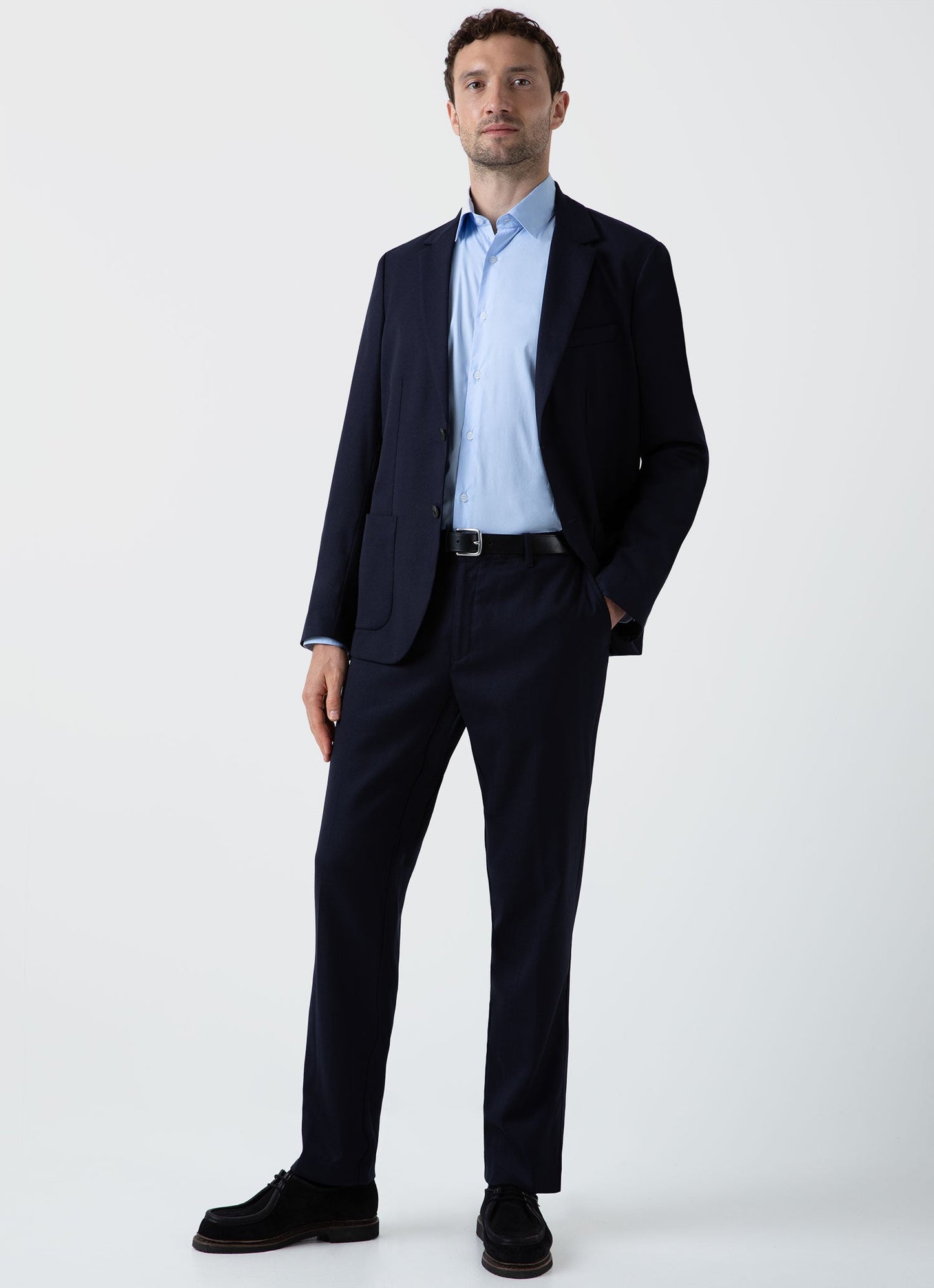 Mens Travel Wool Blazer In Navy Mjac7137 Buaa
