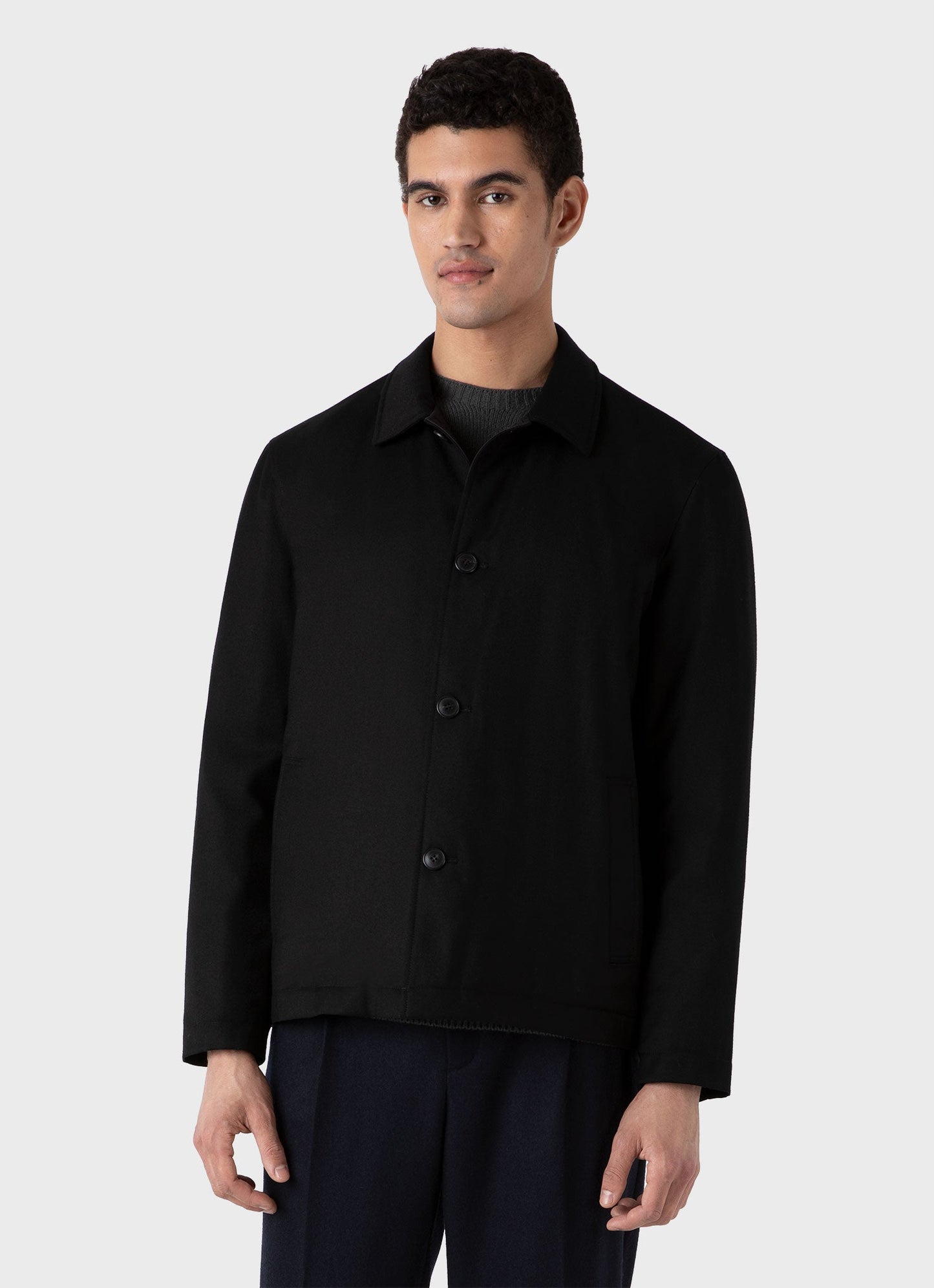 Mens Insulated Wool Jacket In Black Mjac7153 Bkaa