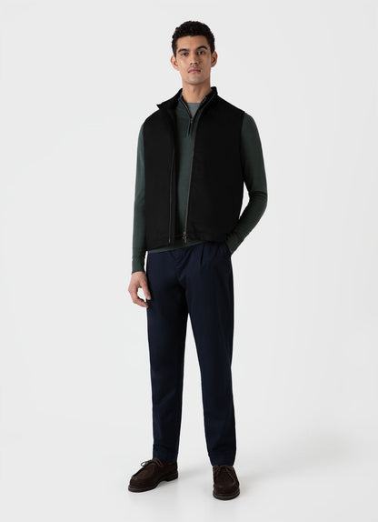 Mens Insulated Wool Gilet In Black Mjac7161 Bkaa