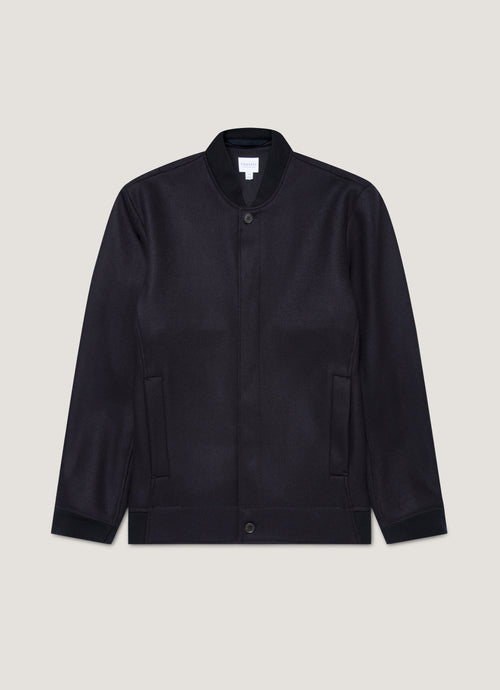Men's Wool Bomber Jacket in Navy