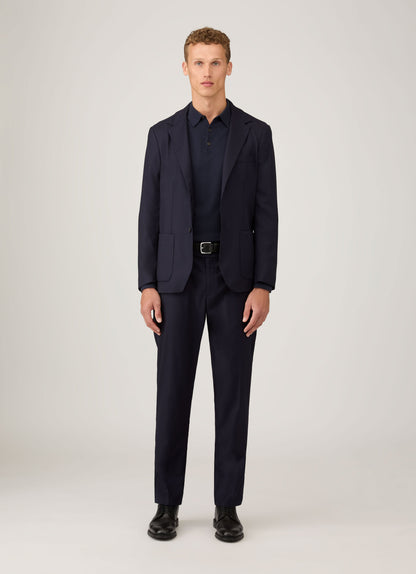 Mens Lightweight Travel Wool Blazer In Navy Mjac7197 Buaa