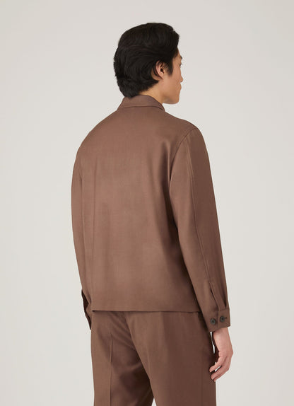 Mens Wool Twill Jacket In Light Brown Mjac7201 Brdb