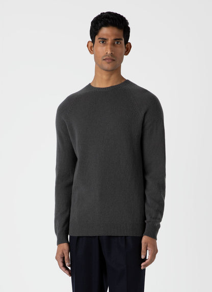 Mens Lambswool Crew Neck Jumper In Drill Green Mjum8066 Gnhv