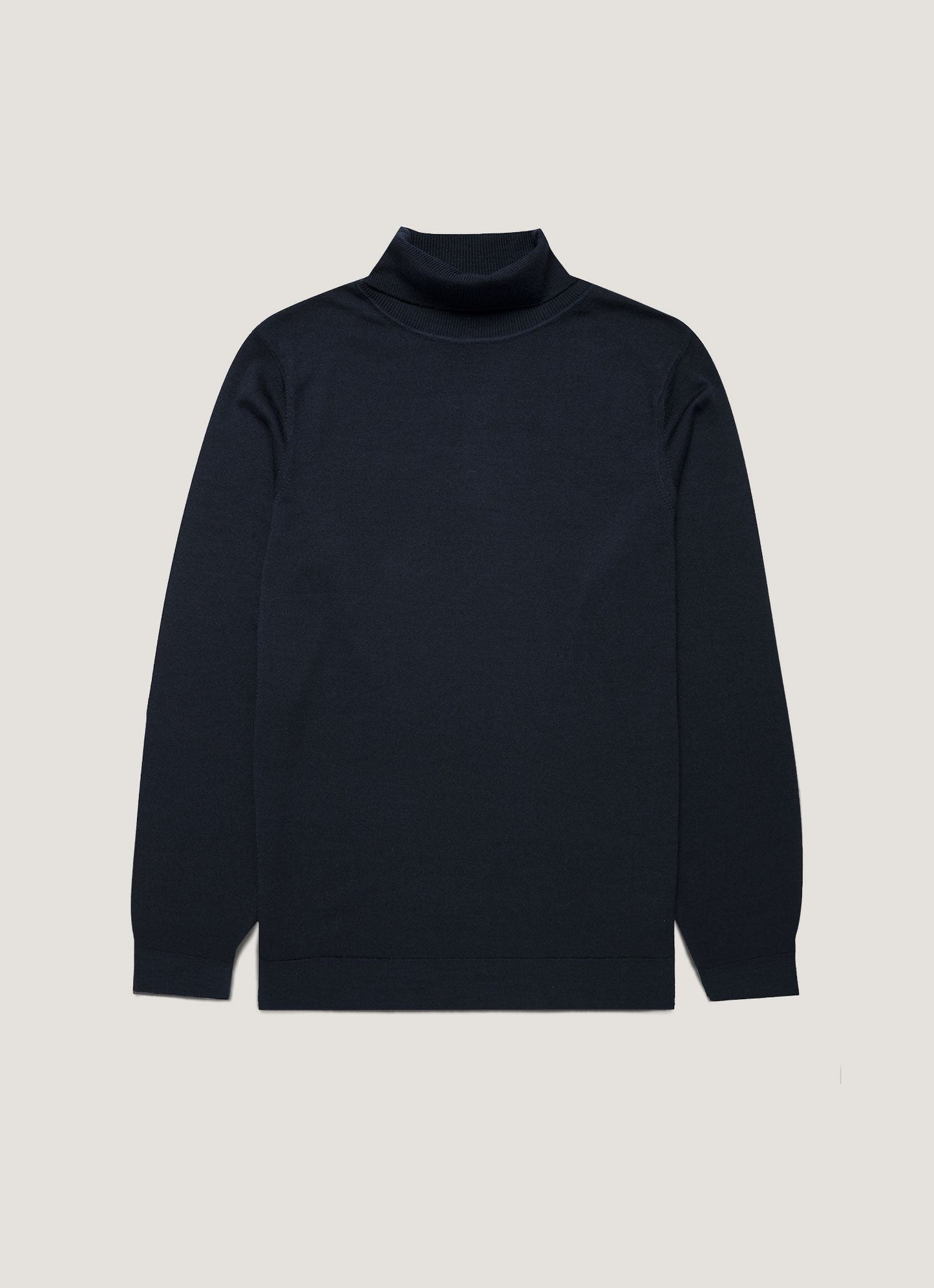 Mens Extra Fine Merino Roll Neck In Navy Mjum8071 Buaa