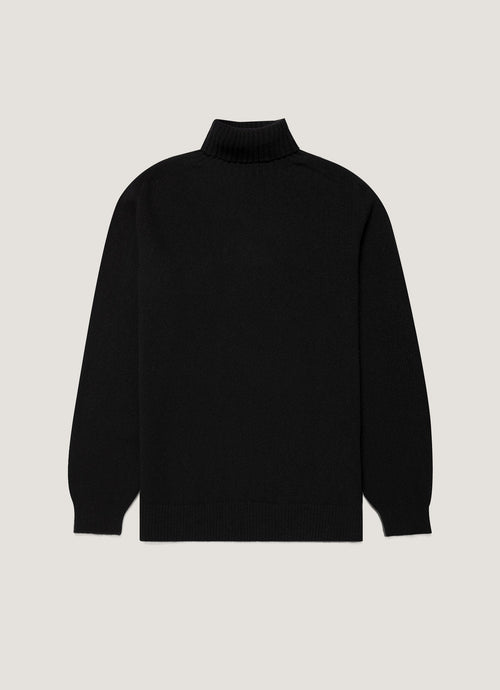 Mens Lambswool Roll Neck In Black Mjum8129 Bkaa
