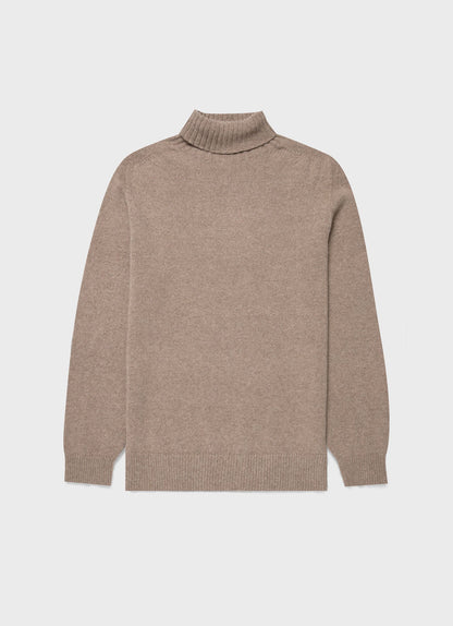 Mens Lambswool Roll Neck In Sandstone Mjum8129 Brfc