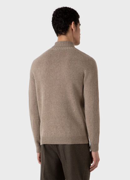 Mens Lambswool Roll Neck In Sandstone Mjum8129 Brfc