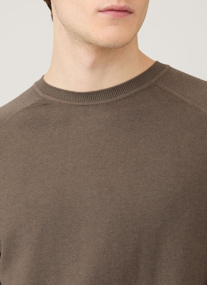 Mens Sea Island Cashmere Crew Neck Jumper In Bark Mjum8203 Brgc