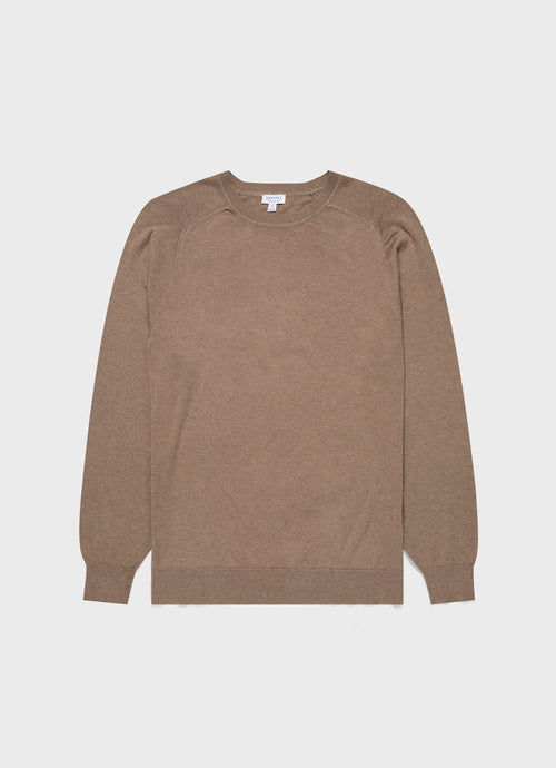 Mens Sea Island Cashmere Crew Neck Jumper In Oat Mjum8203 Whak