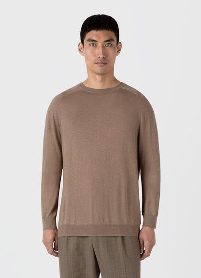 Mens Sea Island Cashmere Crew Neck Jumper In Oat Mjum8203 Whak