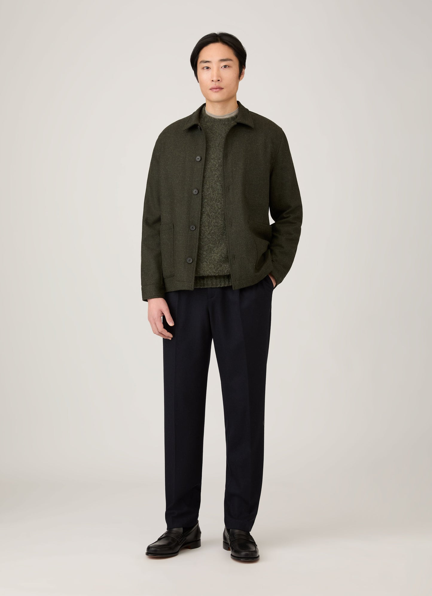 Mens Shetland Crew Neck Jumper In Sea Moss Mjum8266 Gnim