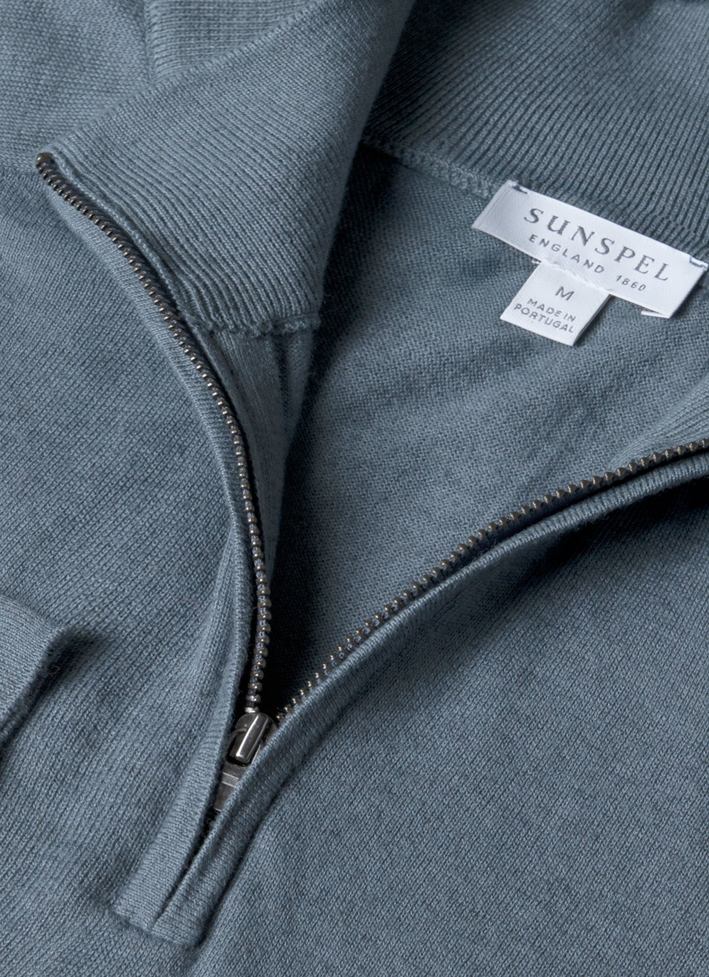 Mens Sea Island Cashmere Half Zip In Slate Blue Mjum8284 Buua