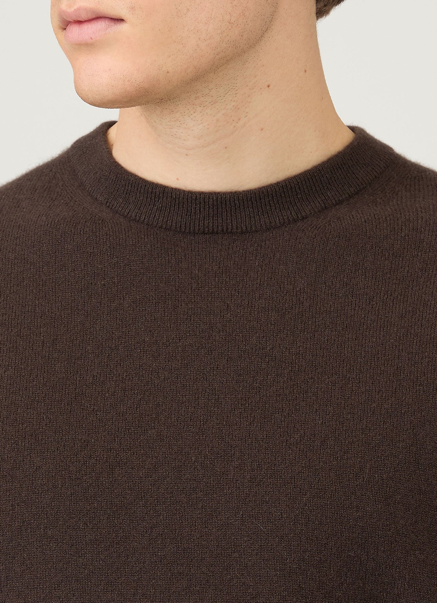 Mens Cashmere Crew Neck Jumper In Truffle Mjum8291 Brgd
