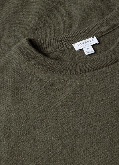 Mens Cashmere Crew Neck Jumper In Khaki Mjum8291 Gngy