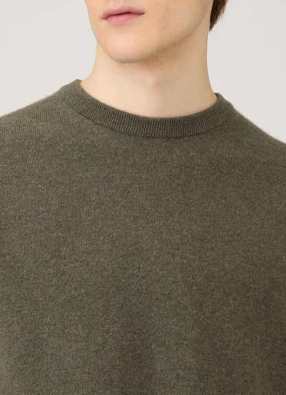 Mens Cashmere Crew Neck Jumper In Khaki Mjum8291 Gngy