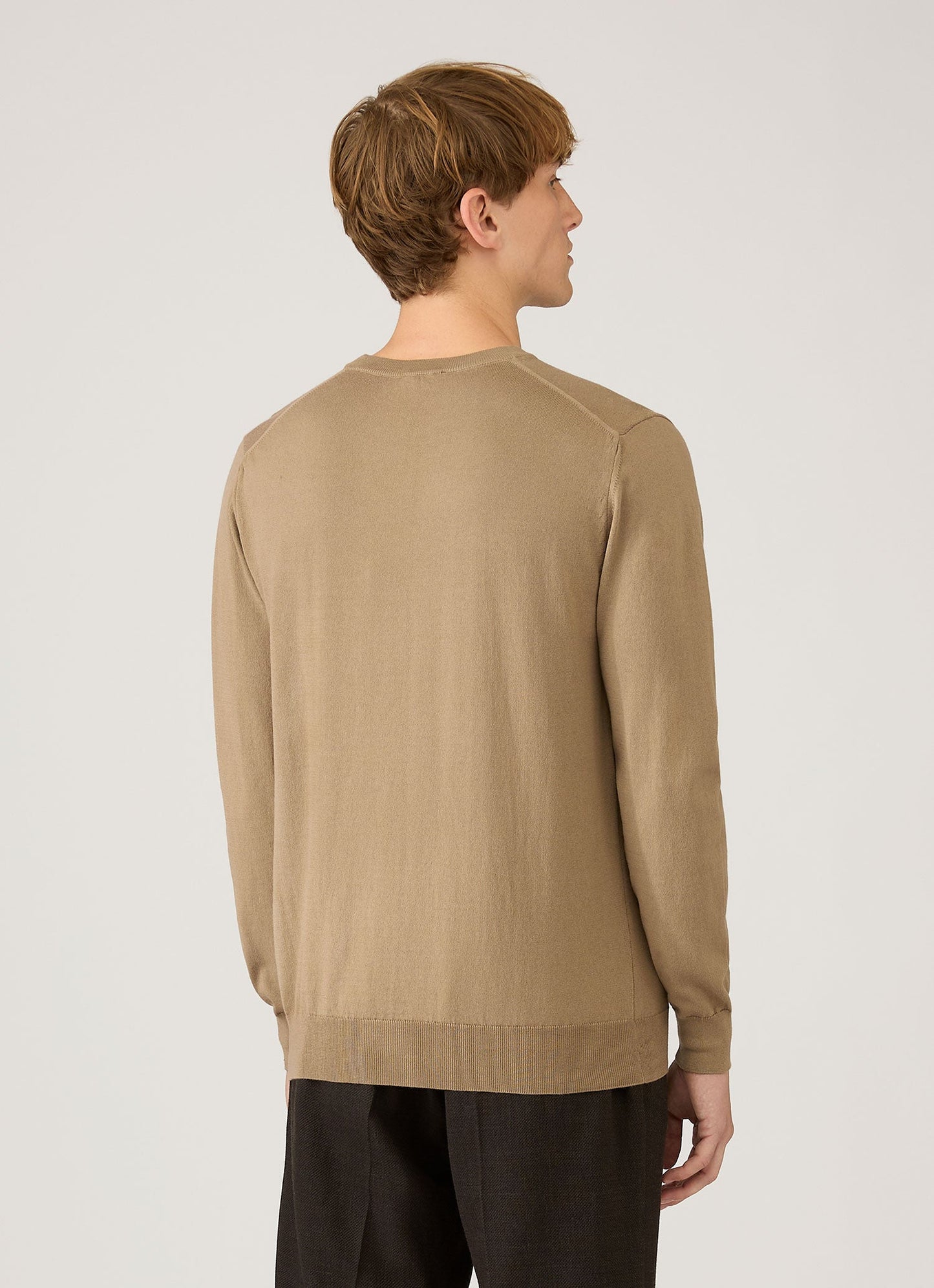 Mens Lightweight Cotton Jumper In Dark Stone Mjum8314 Whdc