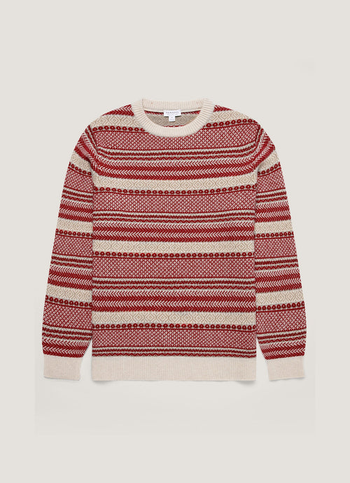 Mens Lambswool Fair Islejumper In Bright Red Mjum8321 Rdem