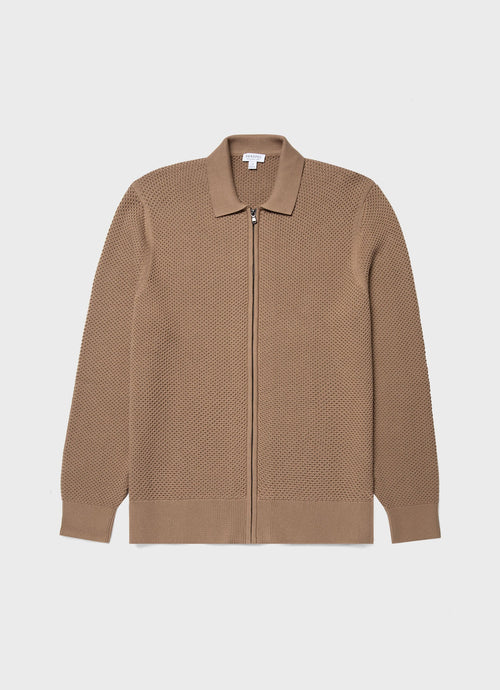Mens Mr Porter Mesh Knit Jacket In Oat Mpmjac8206 Brer