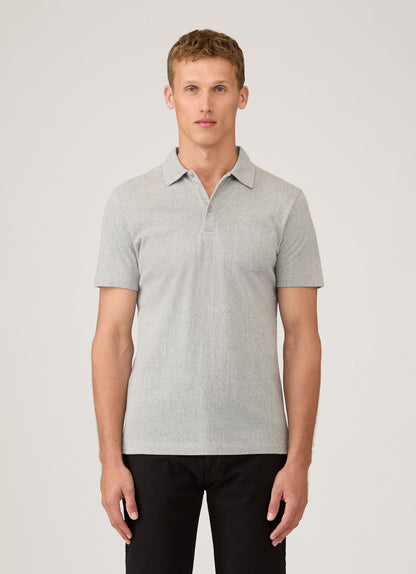 Mens Cotton Riviera Polo Shirt In Grey Melange