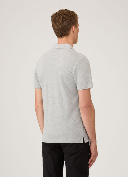 Mens Cotton Riviera Polo Shirt In Grey Melange