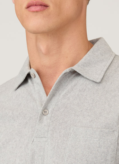 Mens Cotton Riviera Polo Shirt In Grey Melange