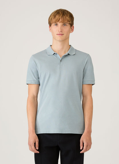 Mens Pique Polo Shirt In Stone Blue Mpol1028 Buwt