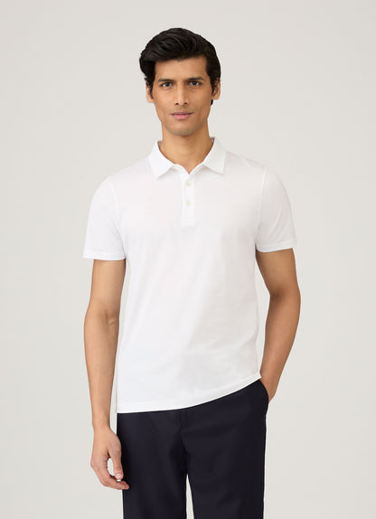 Mens Cotton Jersey Polo Shirt In White 1