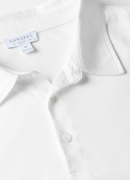Mens Cotton Jersey Polo Shirt In White 1