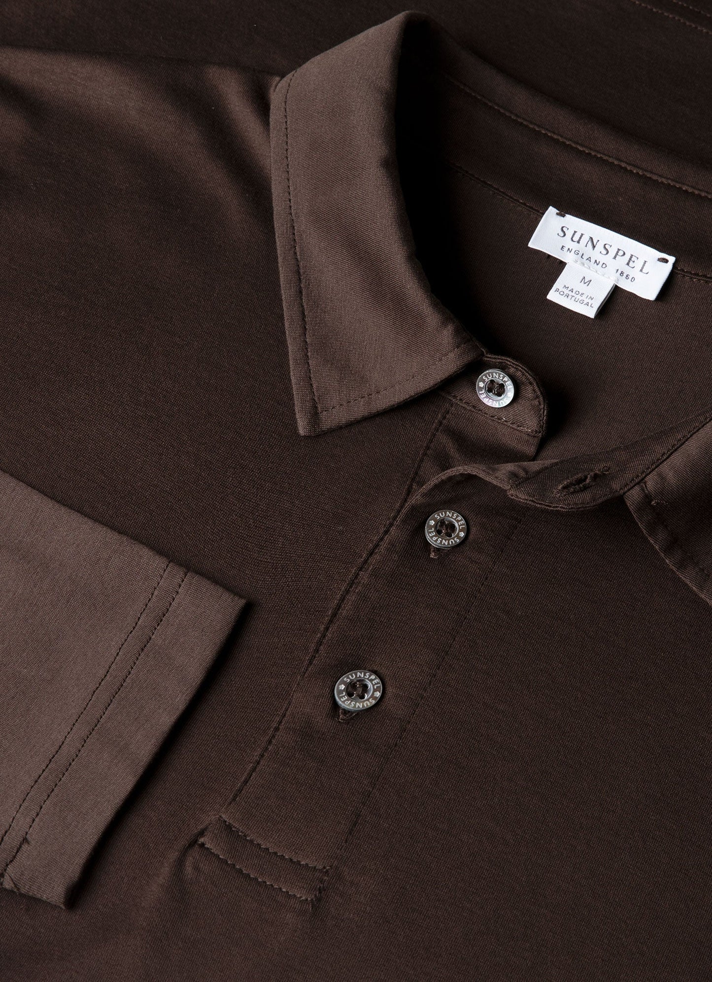 Mens Long Sleeve Classic Jersey Polo Shirt In Dark Chocolate Mpol1054 Brgs