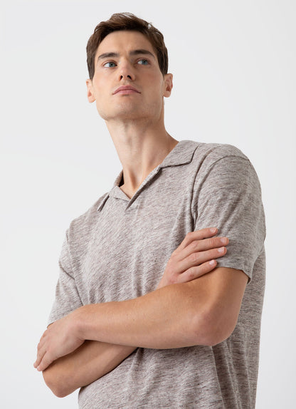 Men S Linen Polo Shirt In Oatmeal Melange Mpol1058 Whao