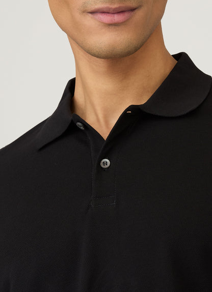 Mens Long Sleeve Pique Polo Shirt In Black Mpol1065 Bkaa