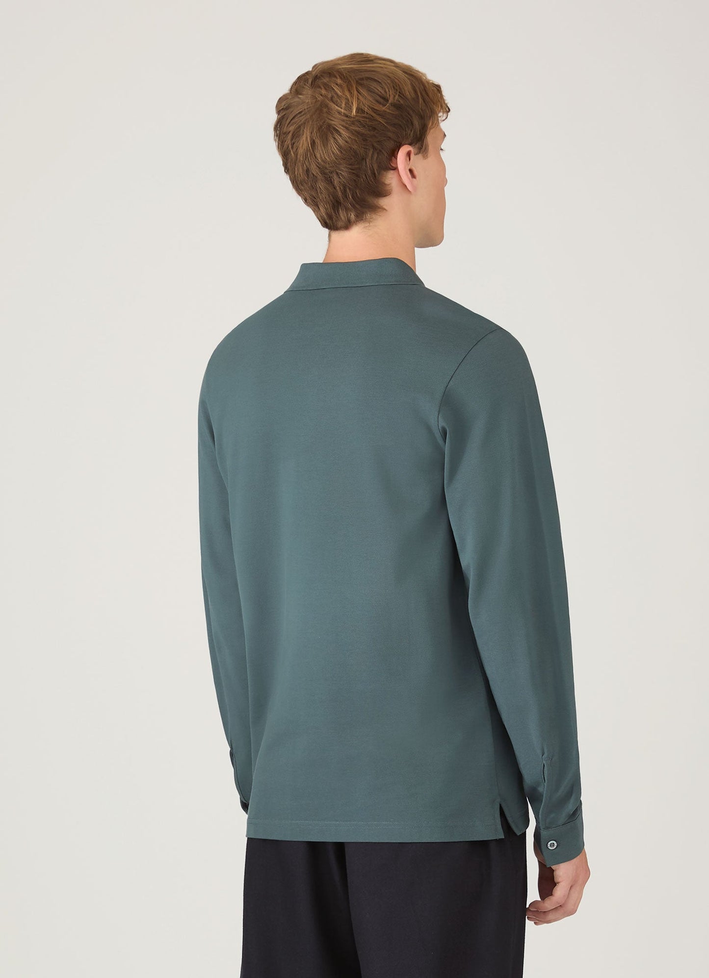 Mens Long Sleeve Pique Polo Shirt In Dark Petrol Mpol1065 Gnit