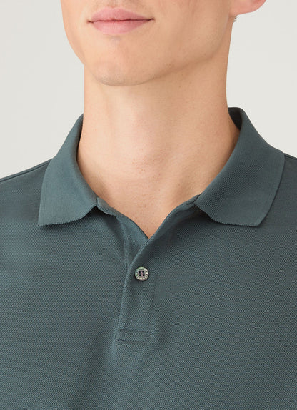 Mens Long Sleeve Pique Polo Shirt In Dark Petrol Mpol1065 Gnit