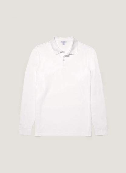 Mens Long Sleeve Pique Polo Shirt In White Mpol1065 Whaa
