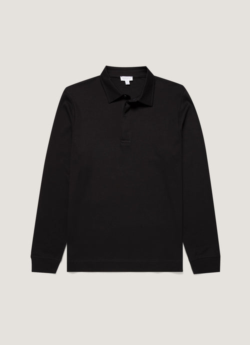 Mens Heavyweight Rugby Polo Shirt In Black Mpol1066 Bkaa