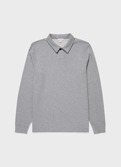 Mens Loopback Polo Sweatshirt In Grey Melange Mpol1587 Gyaa